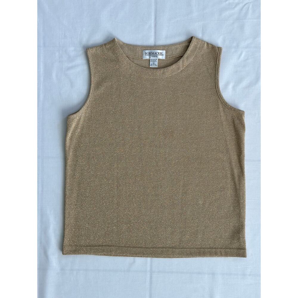 Vintage Bob Mackie Gold Metallic Knit Tank Top L
